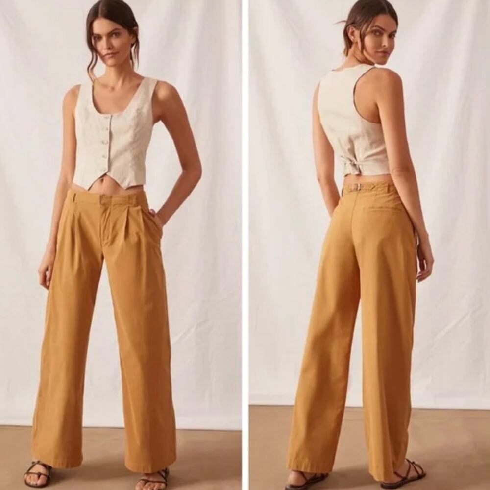 Anthropologie Mustard Wide-Leg Trousers